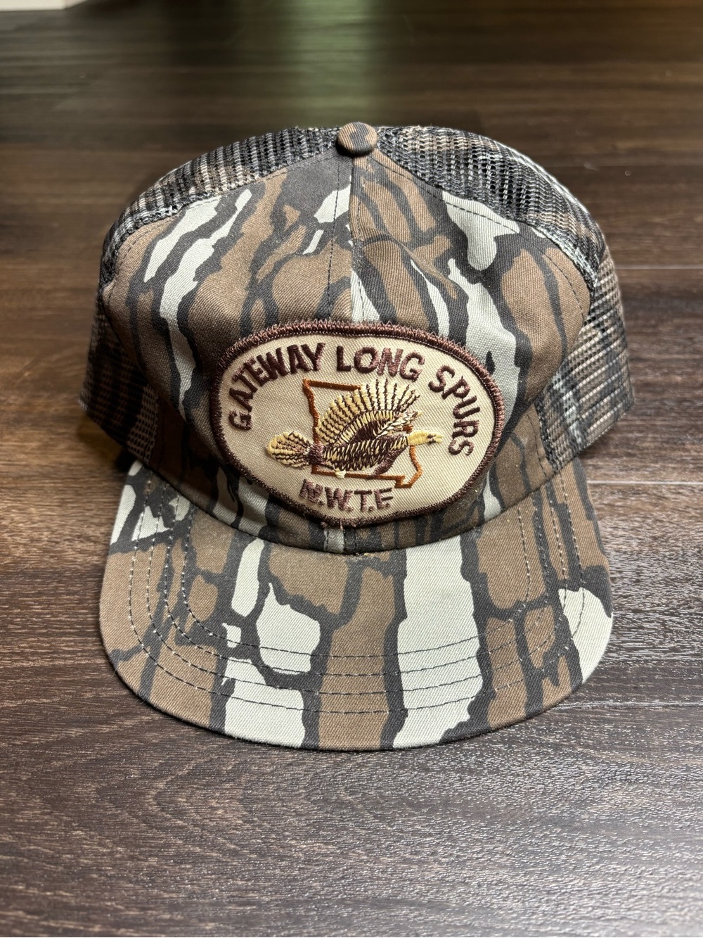 Vintage Gateway Long Spurs NWTF Tree Bark Camo Snap Back Hat